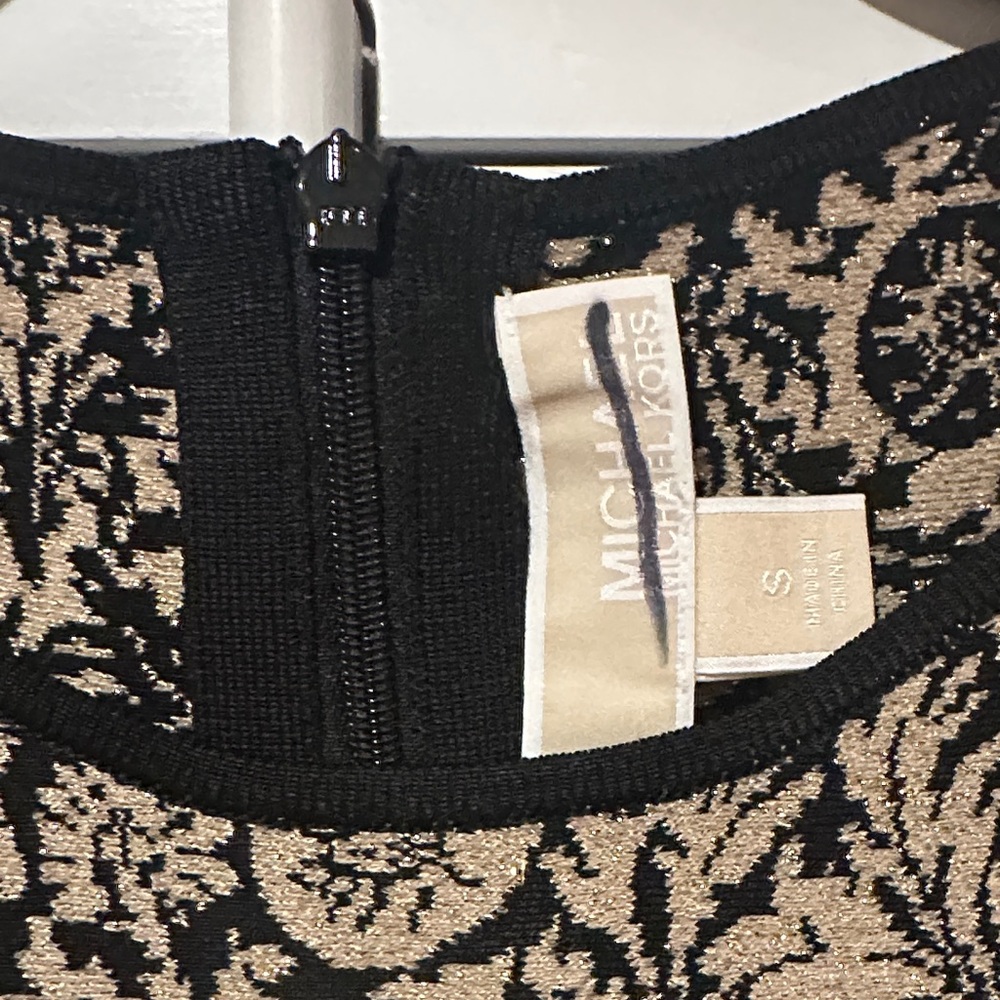Michael Kors Black and Gold Floral Knit Dress- Size Small - Picture 3 of 4